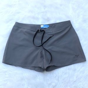 Roxy Gray Board Shorts Women’s Surf Swim Athletic Drawstring Size 7 Junior